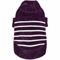 Blueberry Pet suéter para perro, frente, tejido chenille suave en púrpura oscuro para paseos