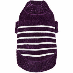 Blueberry Pet suéter para perro, frente, tejido chenille suave en púrpura oscuro para paseos