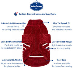 Blueberry Pet suéter canino chenille burdeos, ajuste cómodo para caminar.