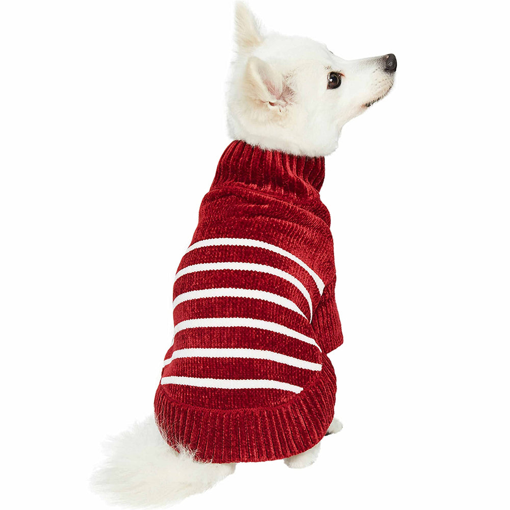 Blueberry Pet suéter perro chenille cuello alto burdeos, abriga en días fríos.