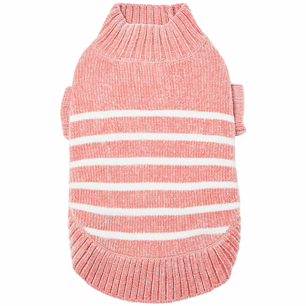 Blueberry Pet suéter rayas rosa polvo, talla 14, ideal para medir espalda.