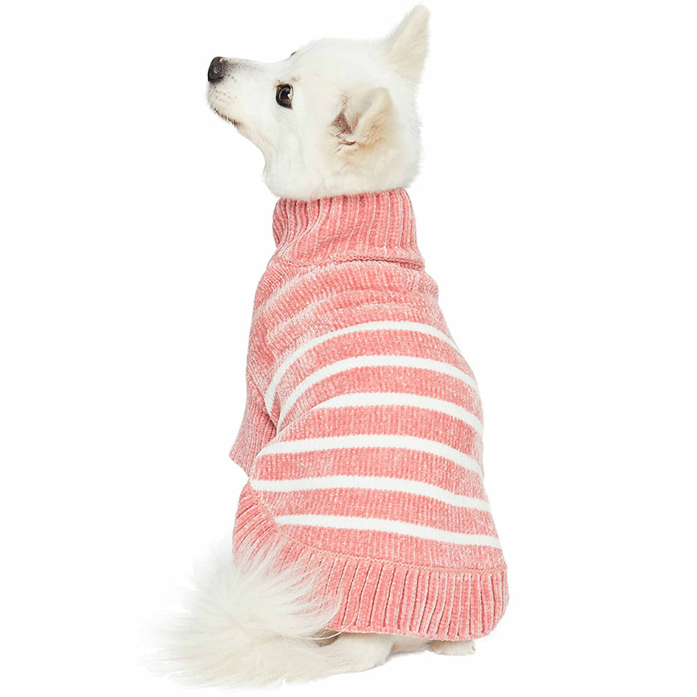 Blueberry Pet suéter chenille rosa polvo, 100% poliéster, fácil de cuidar.