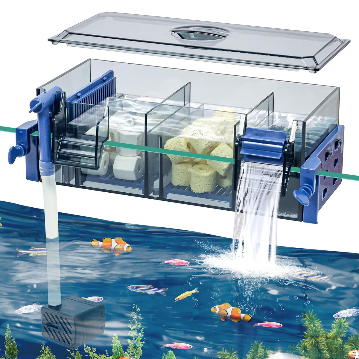 Bluecoco filtro acuario capas múltiples para agua clara y estable.