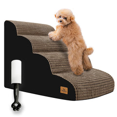 Blunique escalera para perros: cuatro pasos curva junto a la cama alta, facilita subir