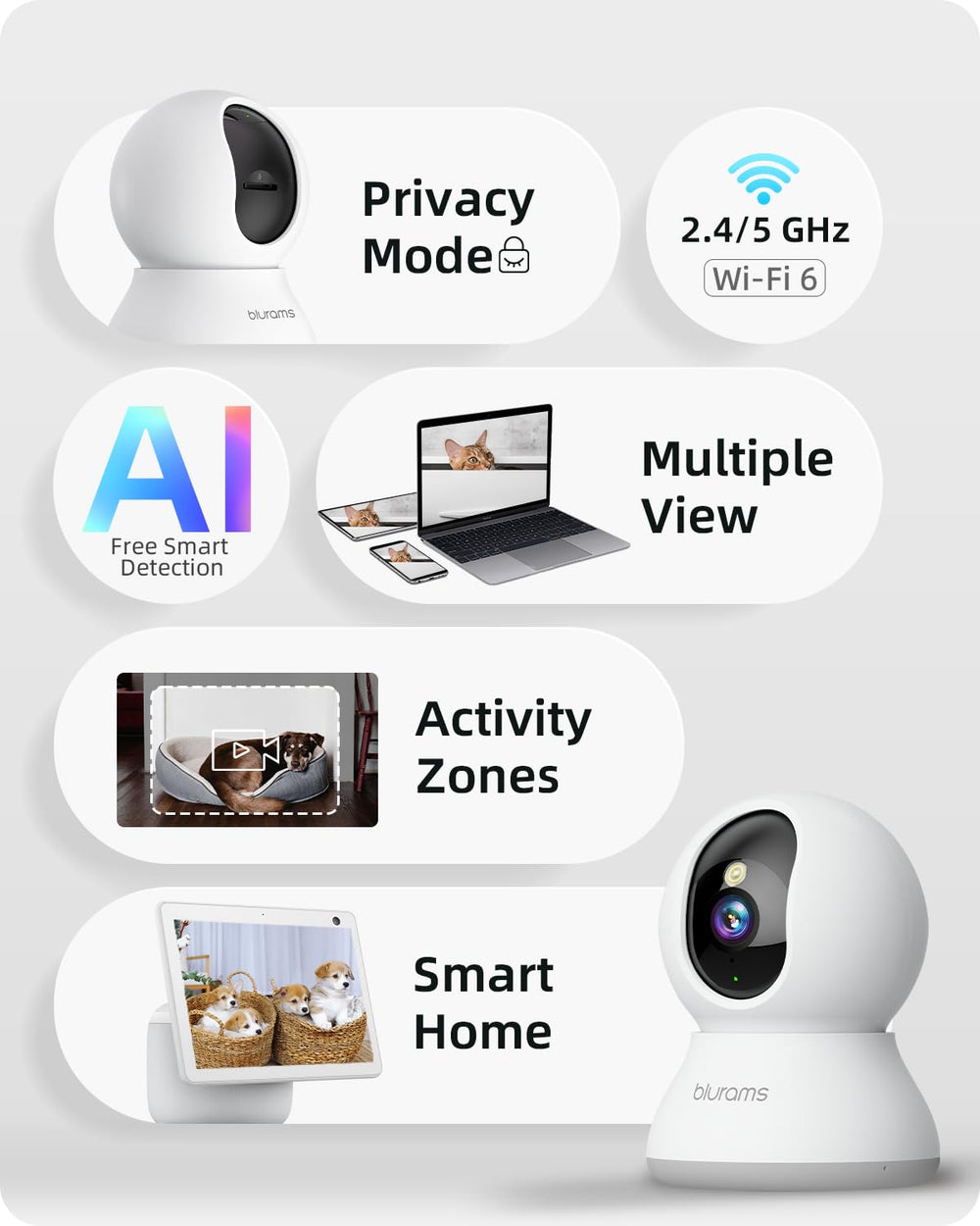 Blurams Cámara 2K para capturar detalles nítidos en tu hogar.