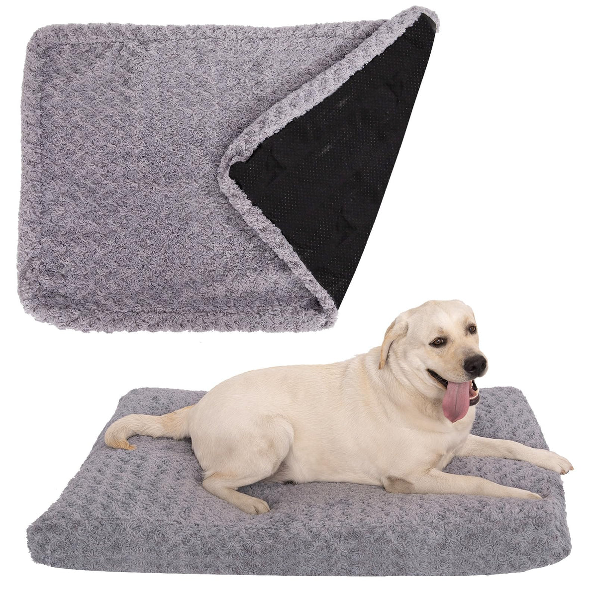 BLVOTKRO funda de cama para perro en rosa velvet gris, suave y duradera.