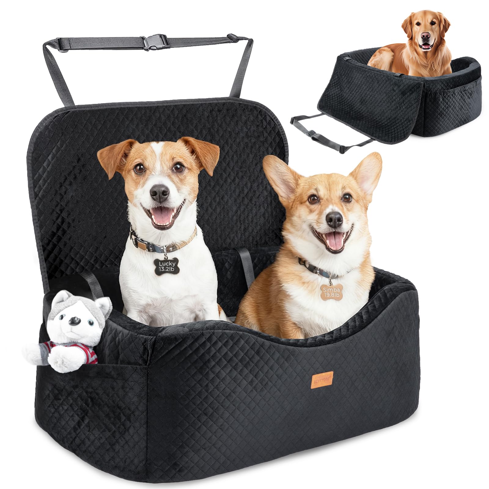 BLVRYVIO asiento-vehiculo-perro-grande 60libras brinda seguridad y comodidad en cada viaje.