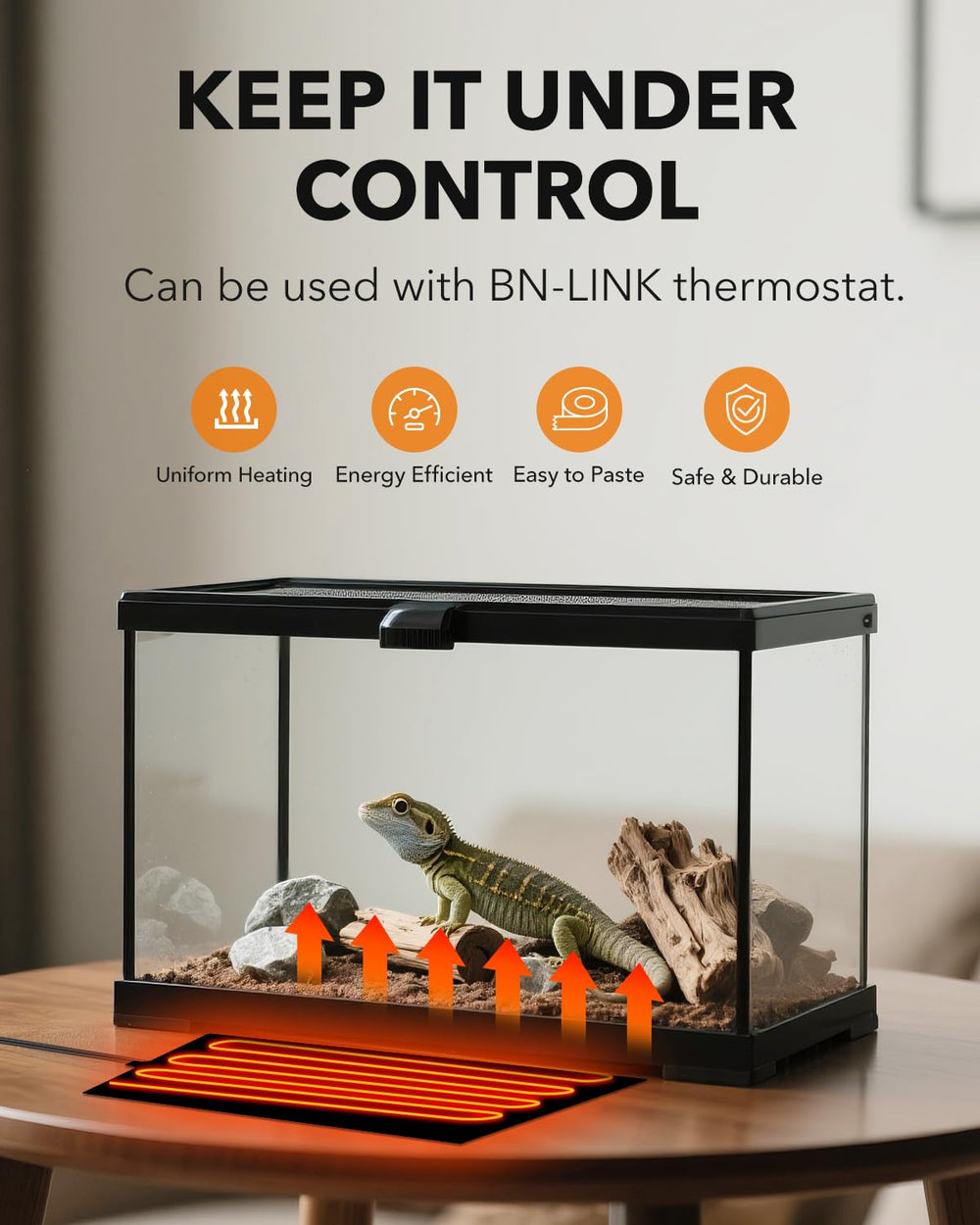 Calefactor BN-LINK, duradero y flexible para uso prolongado.