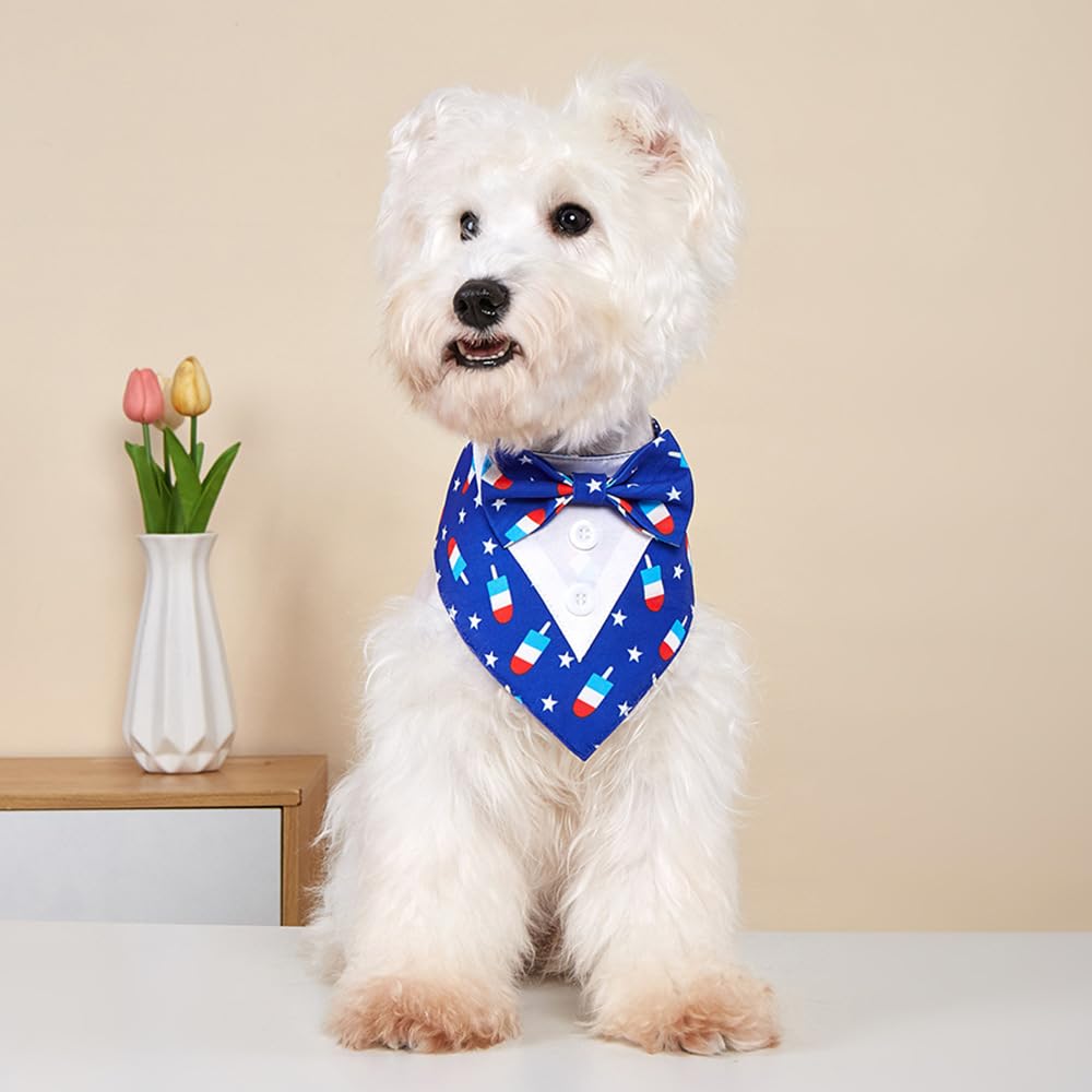 Bnibol esmoquín patriótico en celebración con perro, ideal para fotos y momentos memorables.