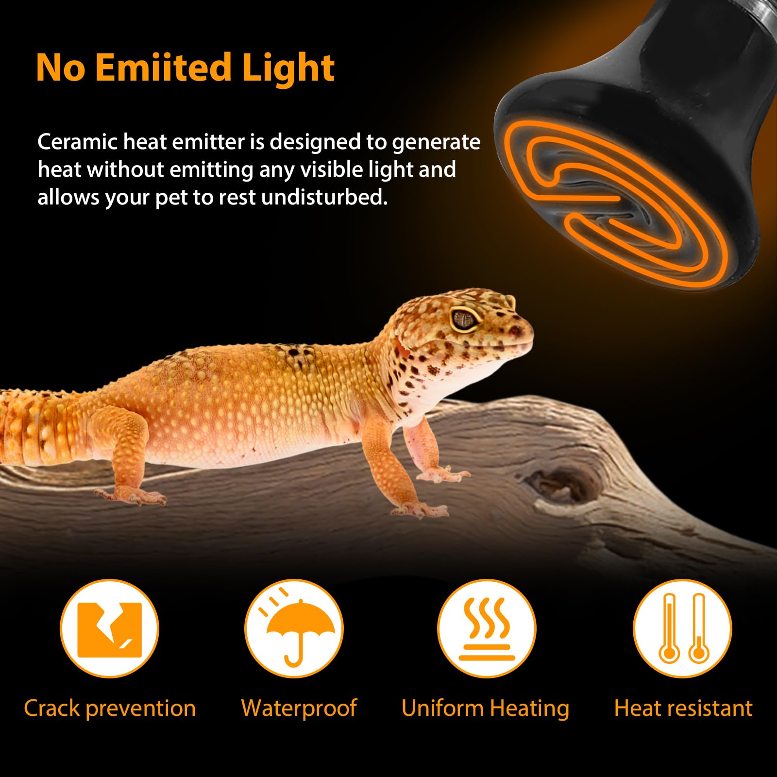 BNOSDM emisor cerámico 50W 4pack calentamiento rápido para hábitats de anfibios.