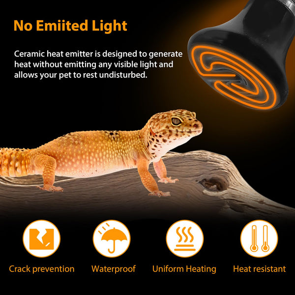 BNOSDM emisor cerámico 50W 4pack calentamiento rápido para hábitats de anfibios.