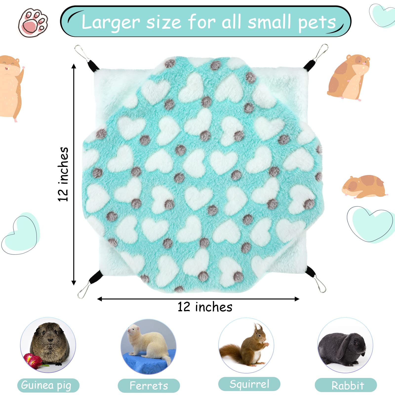 Boao hamaca para mascotas pequeñas en menta y rosa con dos niveles para descanso y juego.