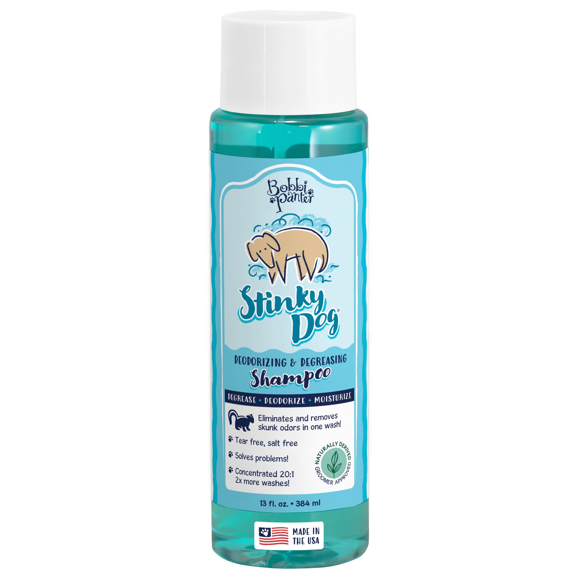 Bobbi Panter Stinky Dog: vertido de la botella para un lavado rápido y eficaz.