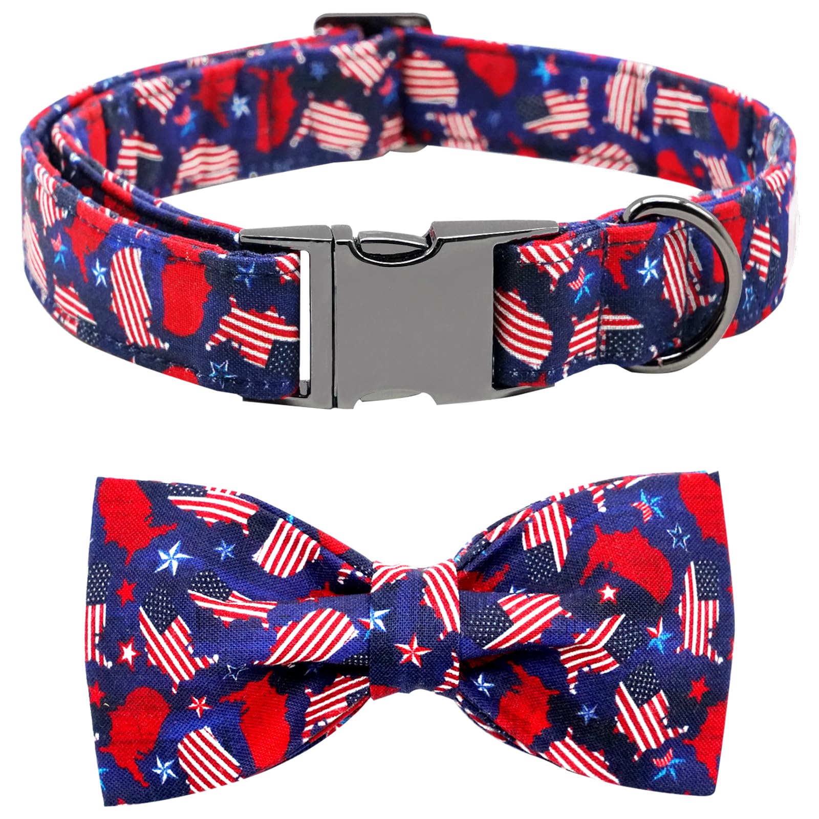 Collar Bobo Rainbow con lazo bandera americana, ideal para fiestas y paseos visibles.