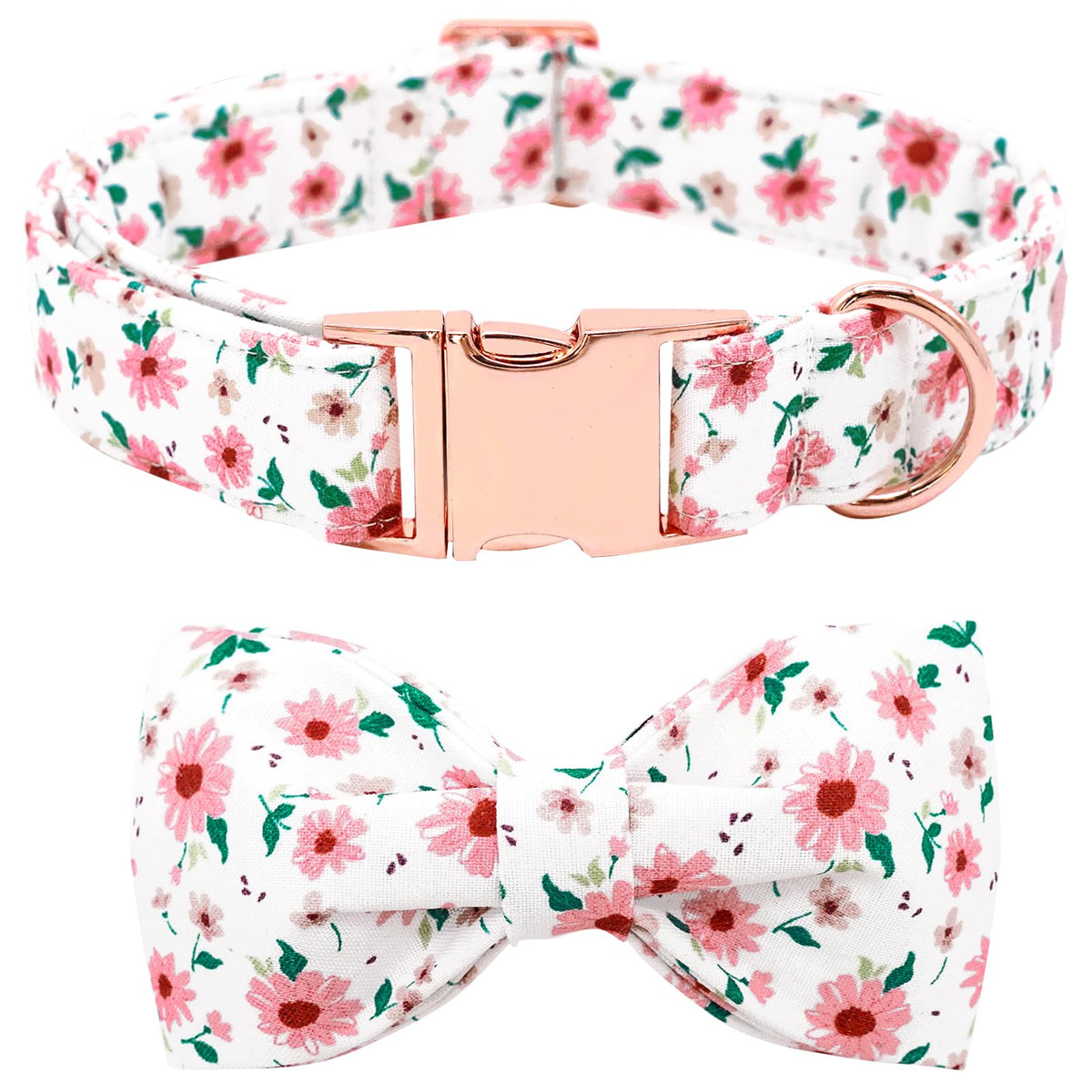 Collar rosa floral de Bobo Rainbow para paseos diarios.