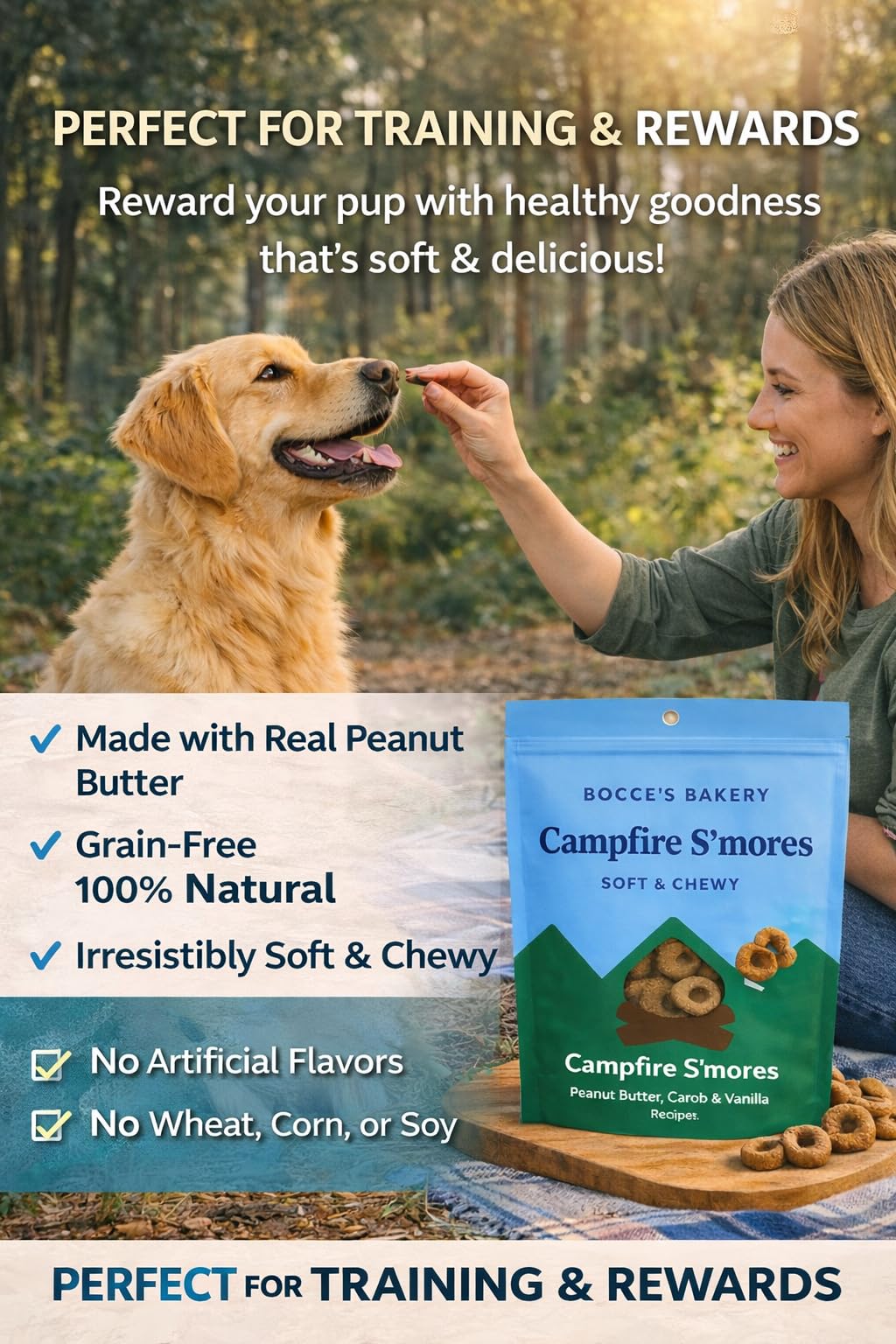 Carob seguro para perros, sabor evocador de fogata en cada mordida