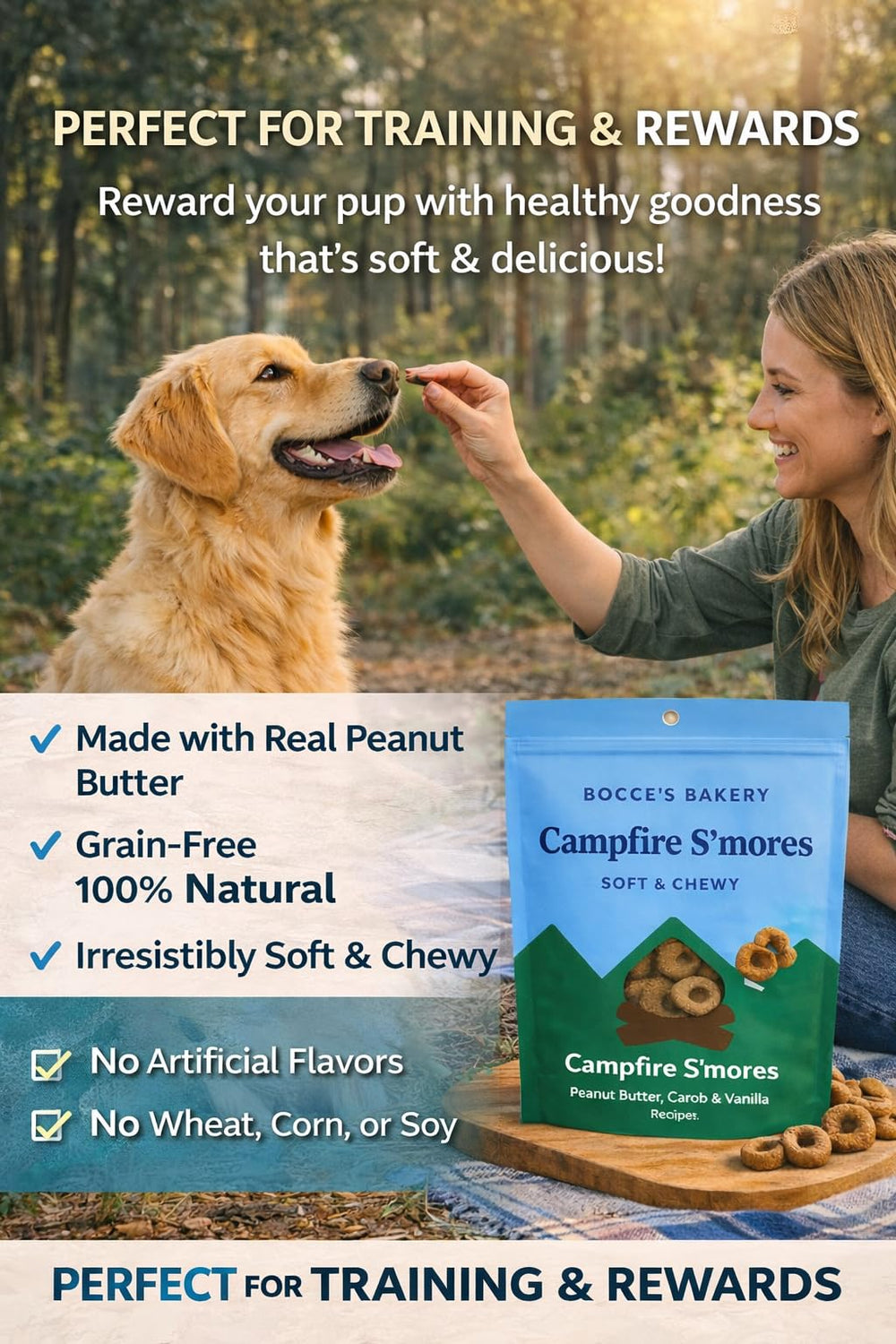Carob seguro para perros, sabor evocador de fogata en cada mordida
