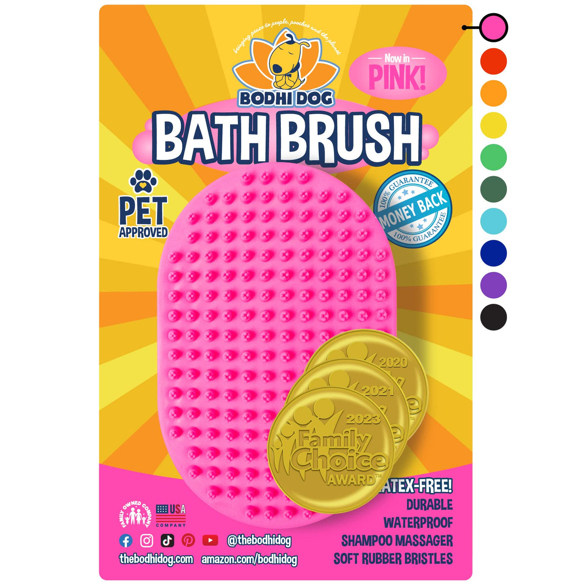 Bodhi Dog: cepillo rosado para perros y gatos, facilita una limpieza suave
