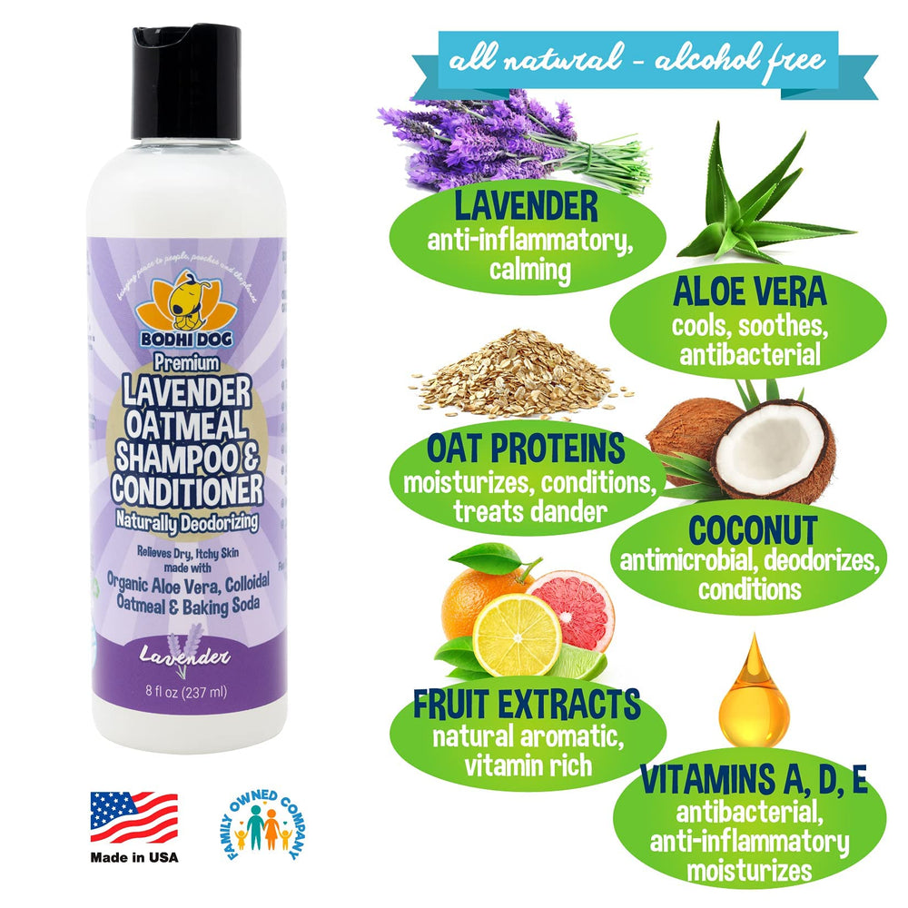 Ingredientes naturales Bodhi Dog Lavanda Avena para piel saludable.