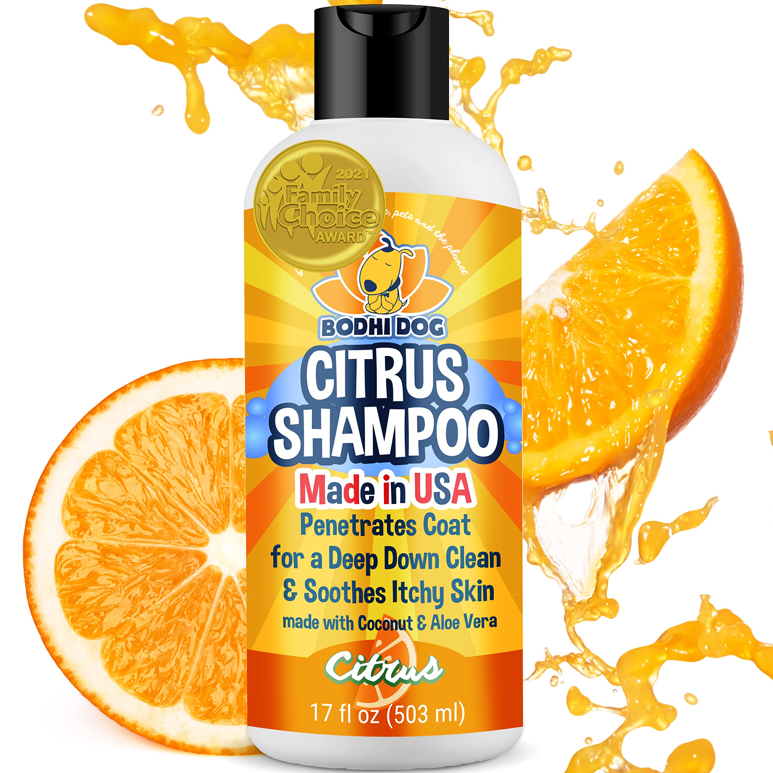 Bodhi Dog champú naranja cítrico en botella, aroma suave para baño