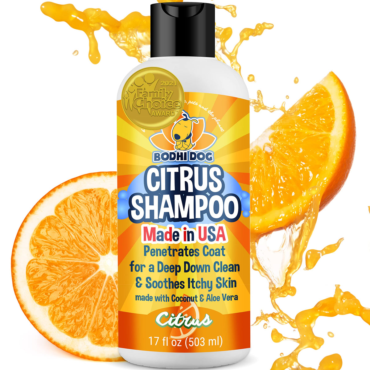 Bodhi Dog champú naranja cítrico en botella, aroma suave para baño