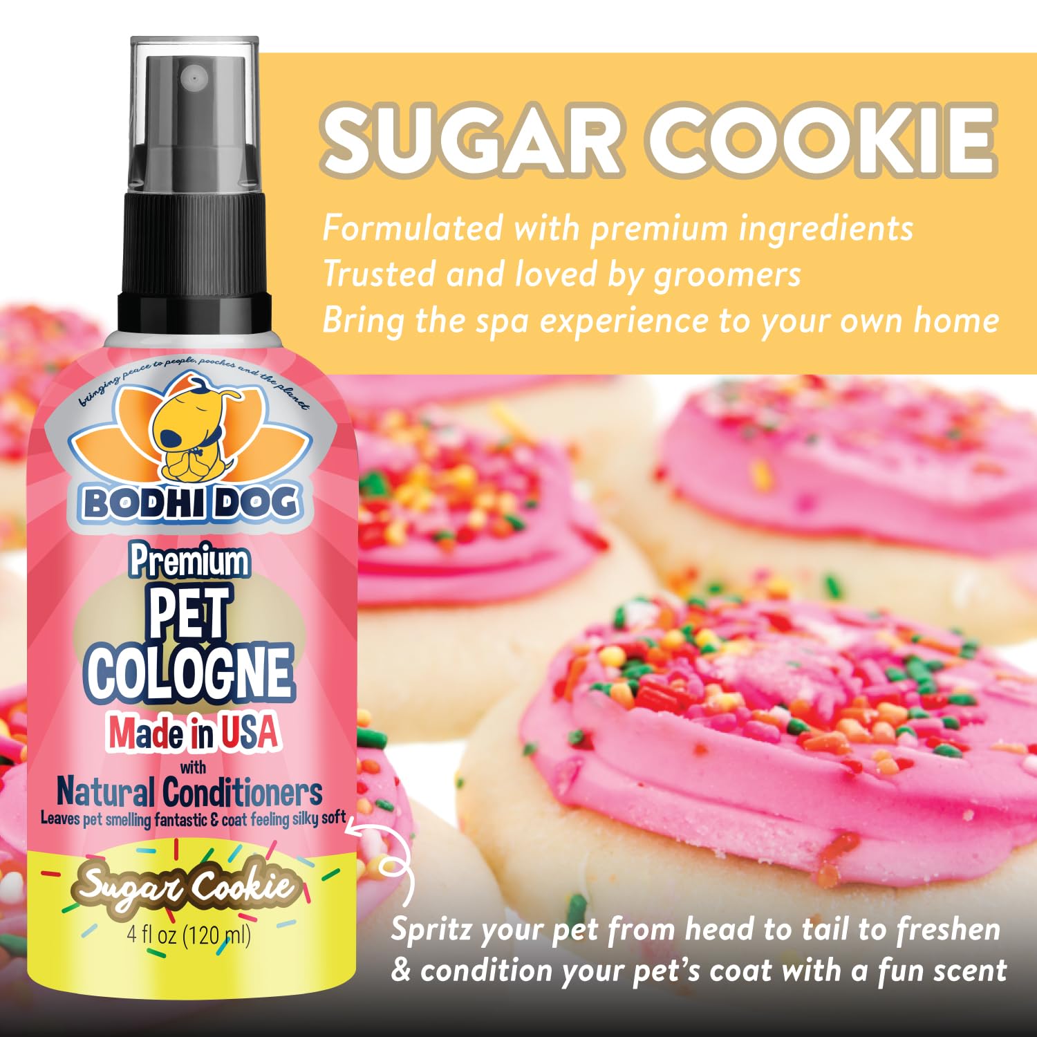 Bodhi Dog colonia gatos, spray, aroma galleta azucarada ideal entre baños.
