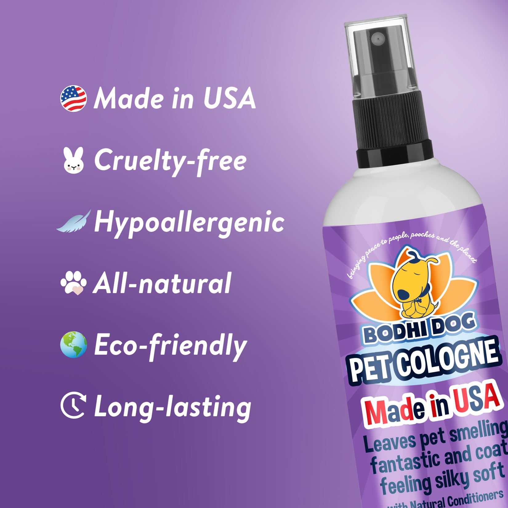 Colonia para perros y gatos con aroma lilas, ideal entre baños