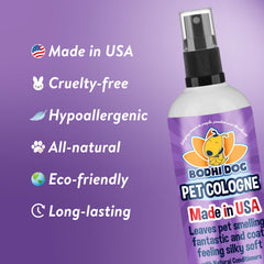 Colonia para perros y gatos con aroma lilas, ideal entre baños