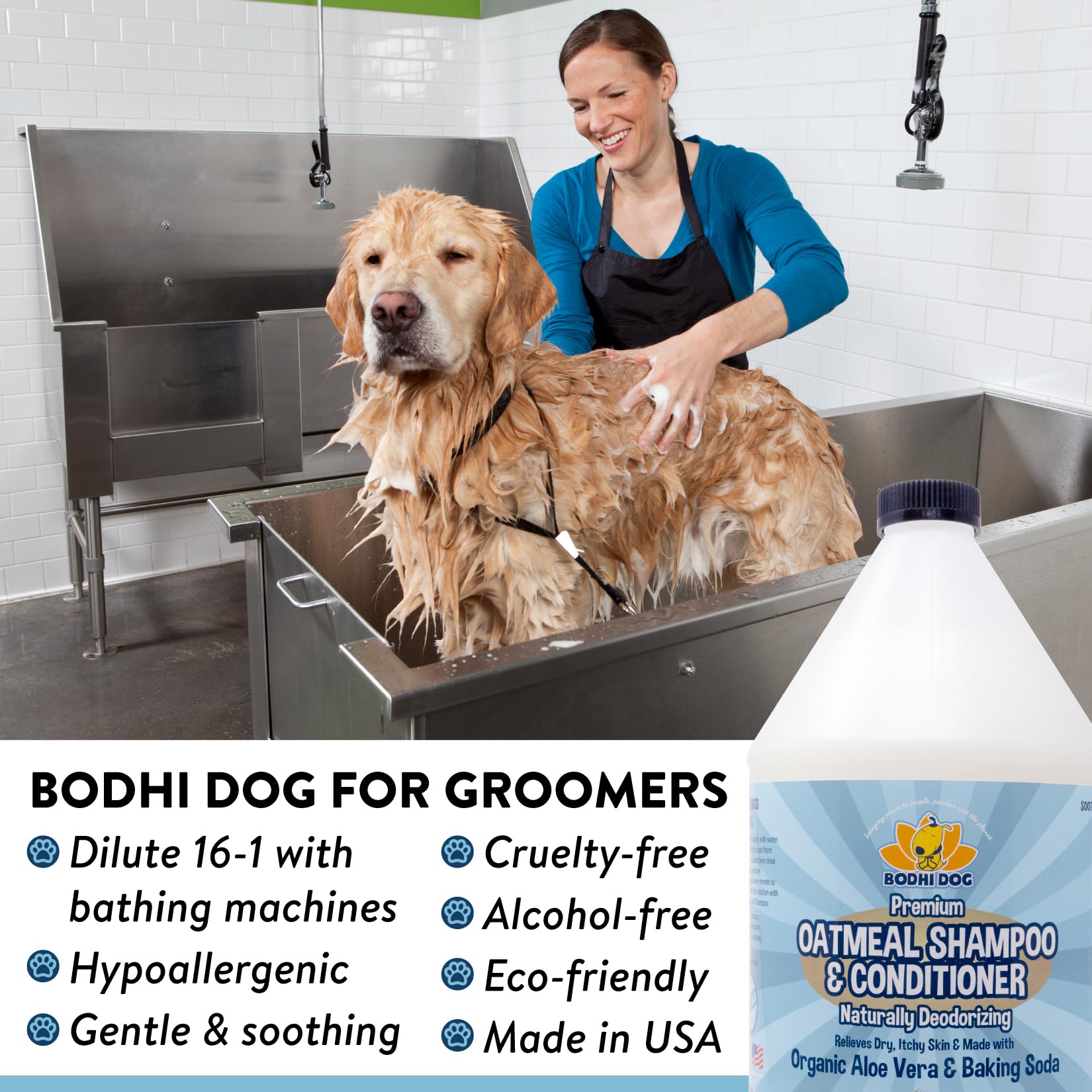Producto Bodhi Dog hecho en Estados Unidos con empaque sostenible.