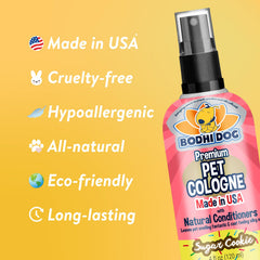 Bodhi Dog perfume mascotas, botella spray, aroma galleta azucarada suaviza el pelaje.
