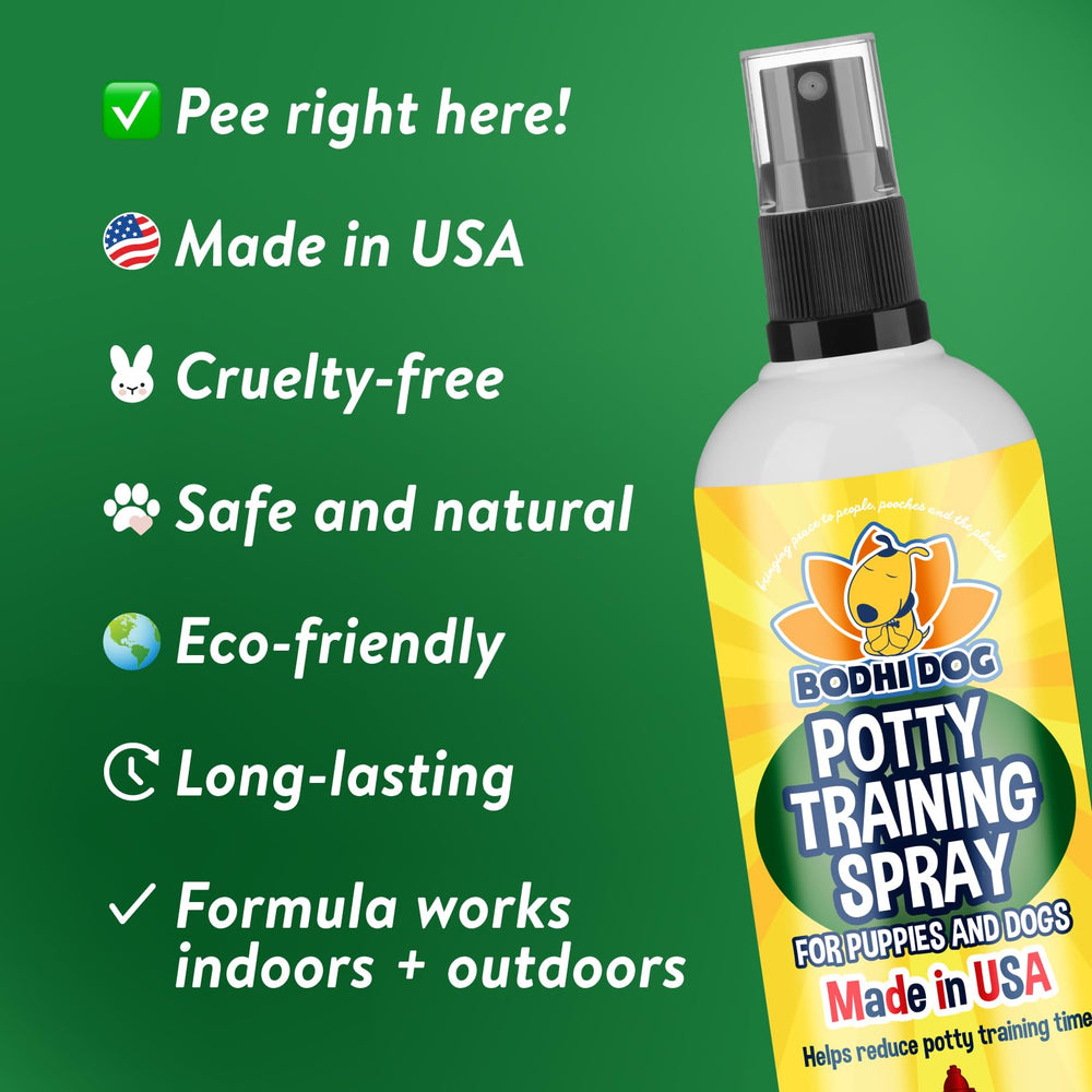 Bodhi Dog Potty Training Spray, aplicación en área exterior para guía de uso.