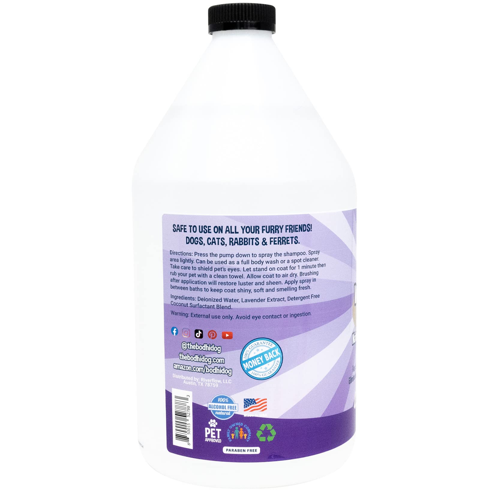 Bodhi Dog Waterless Shampoo hecho en EE. UU.: ingredientes naturales y compromiso familiar.