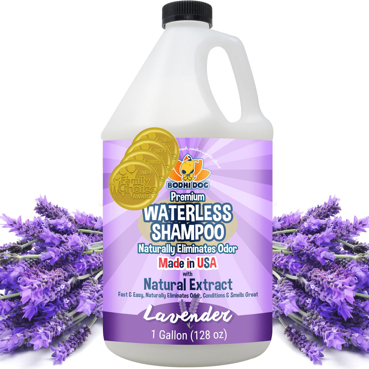 Bodhi Dog Waterless Shampoo lavanda: botella para limpieza rápida sin enjuague.