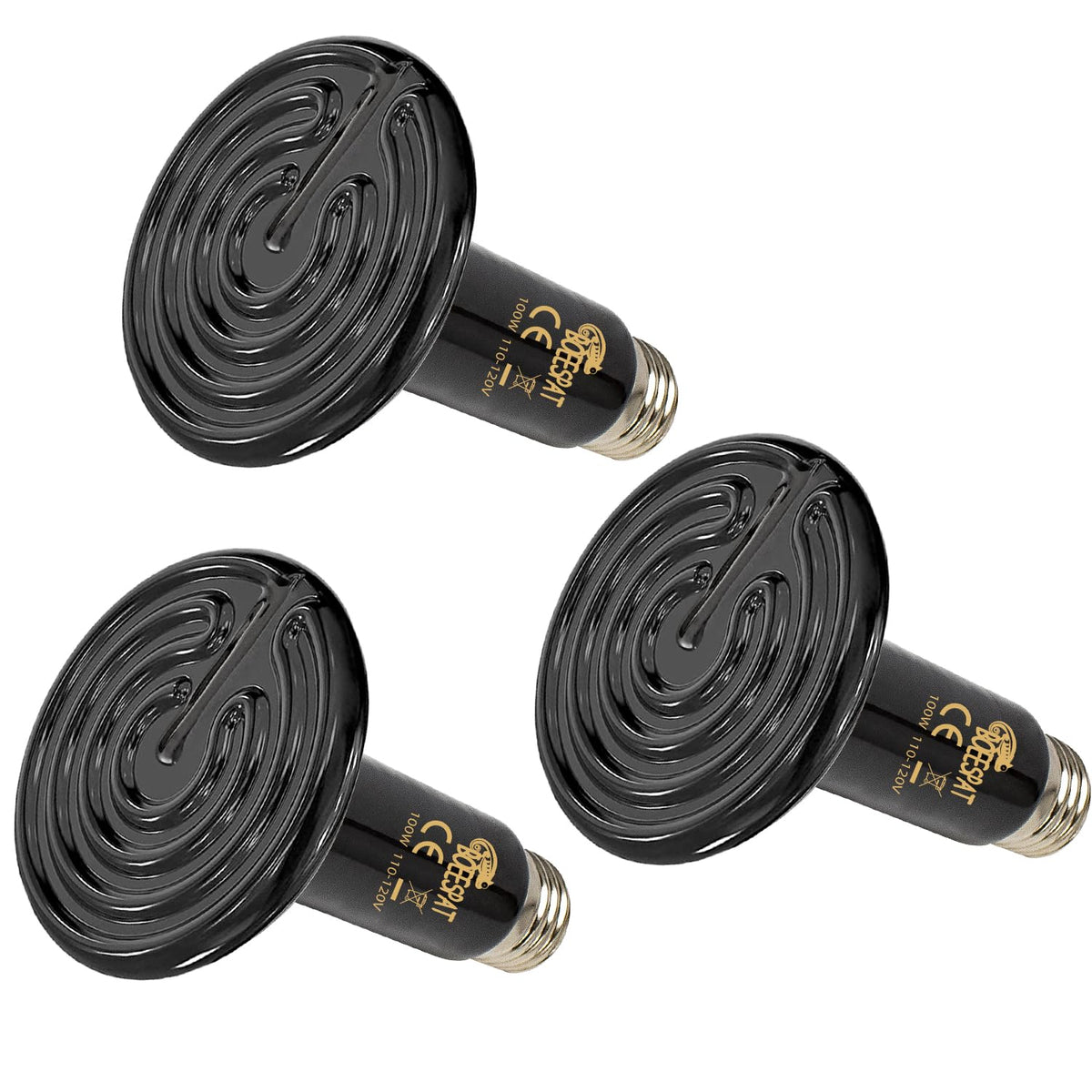 BOEESPAT emisor cerámico 150W conjunto de 3, calor estable para terrarios.