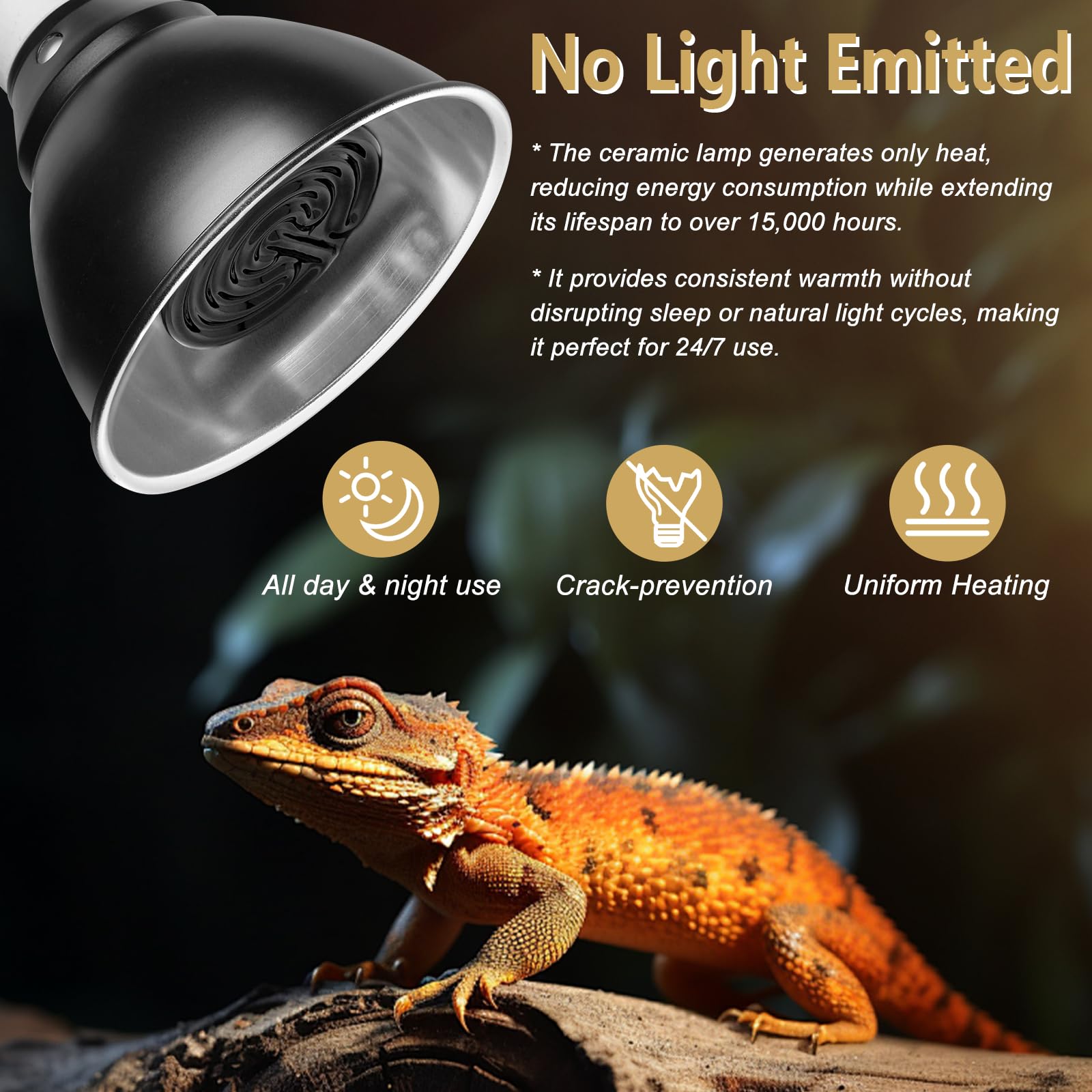 BOEESPAT emisor cerámico 150W para reptiles, calor constante sin ruido.