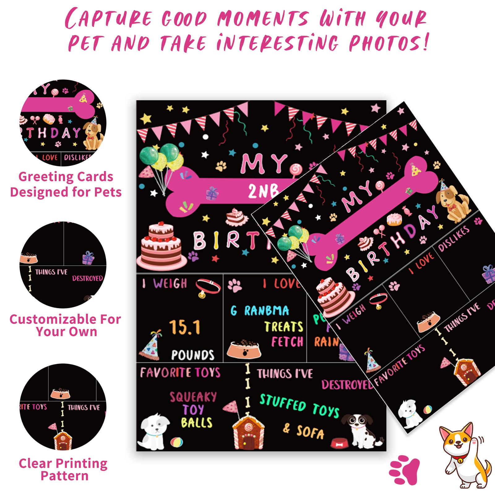 Cartel decorativo Bolake para fiesta canina, tema de cumpleaños.
