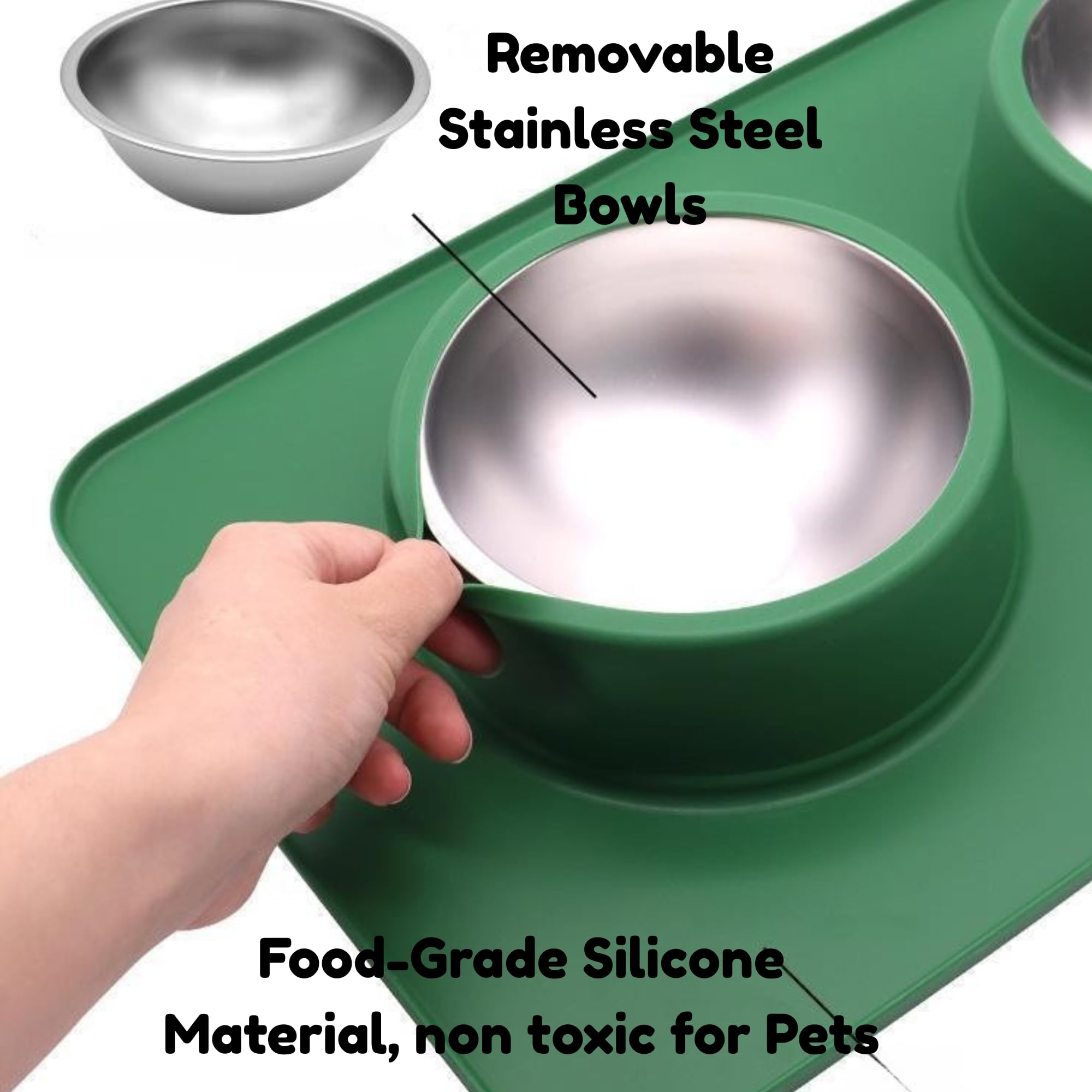 BoldPet alfombrilla de silicona antidesbordes mantiene los tazones estables durante la comida.