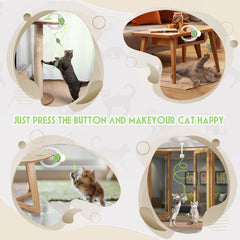 Tres ratones con hierba gatera estimulan la curiosidad del gato.