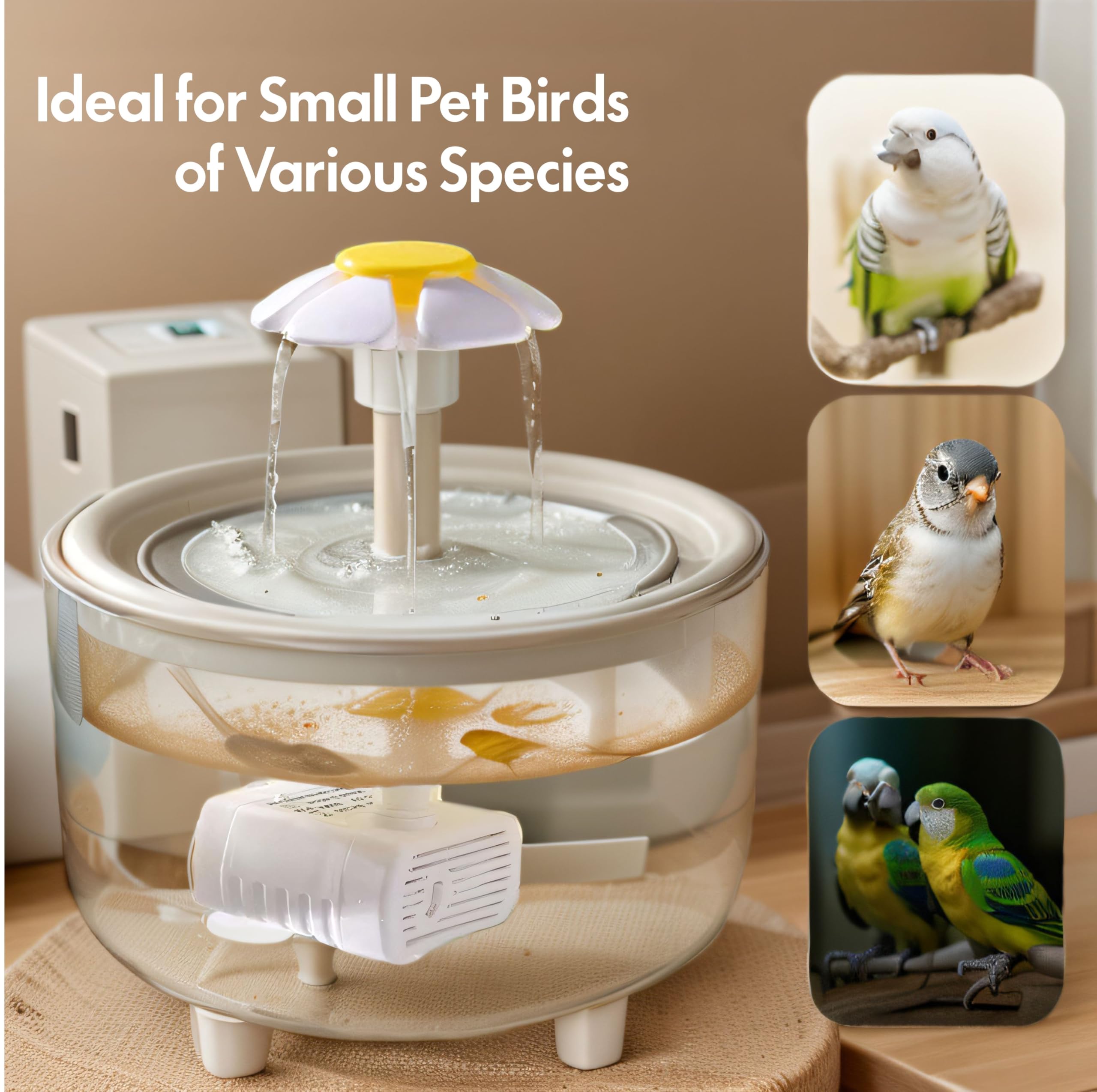 Bomba silenciosa para baño de aves - funcionamiento discreto.