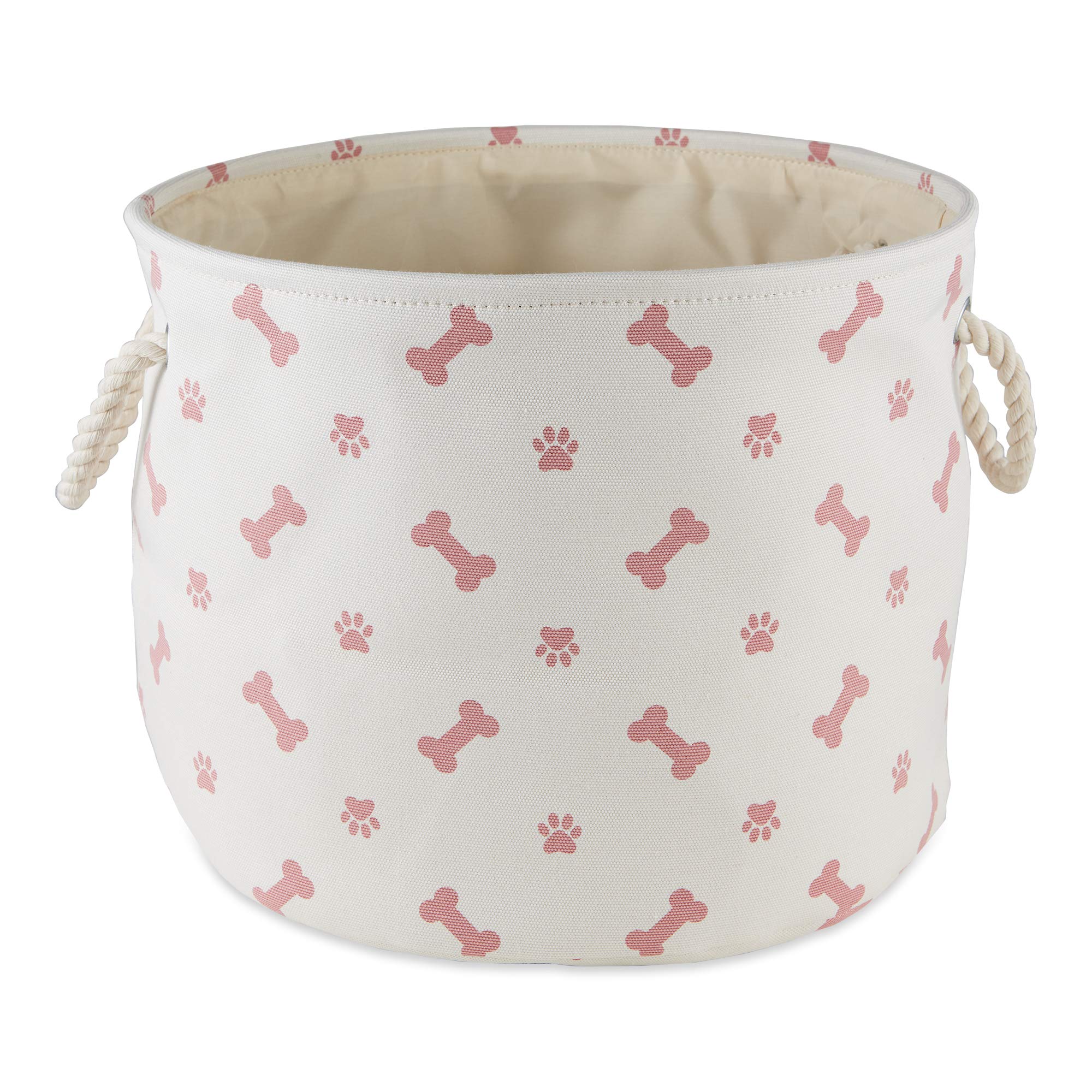 Bone Dry contenedor redondo mediano rosa con asa para almacenamiento práctico de mascotas.