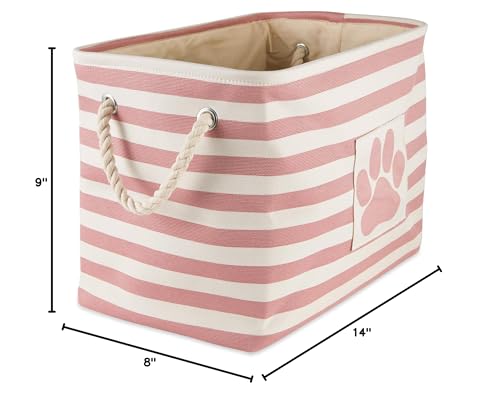 Cesta Bone Dry rosa con asa para transportar y reorganizar artículos de mascotas.