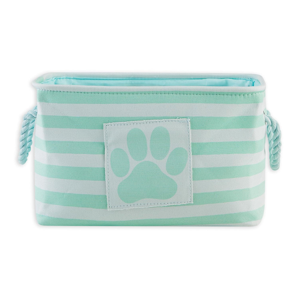 Cesto rectangular pequeño azul rayado de Bone Dry para accesorios.