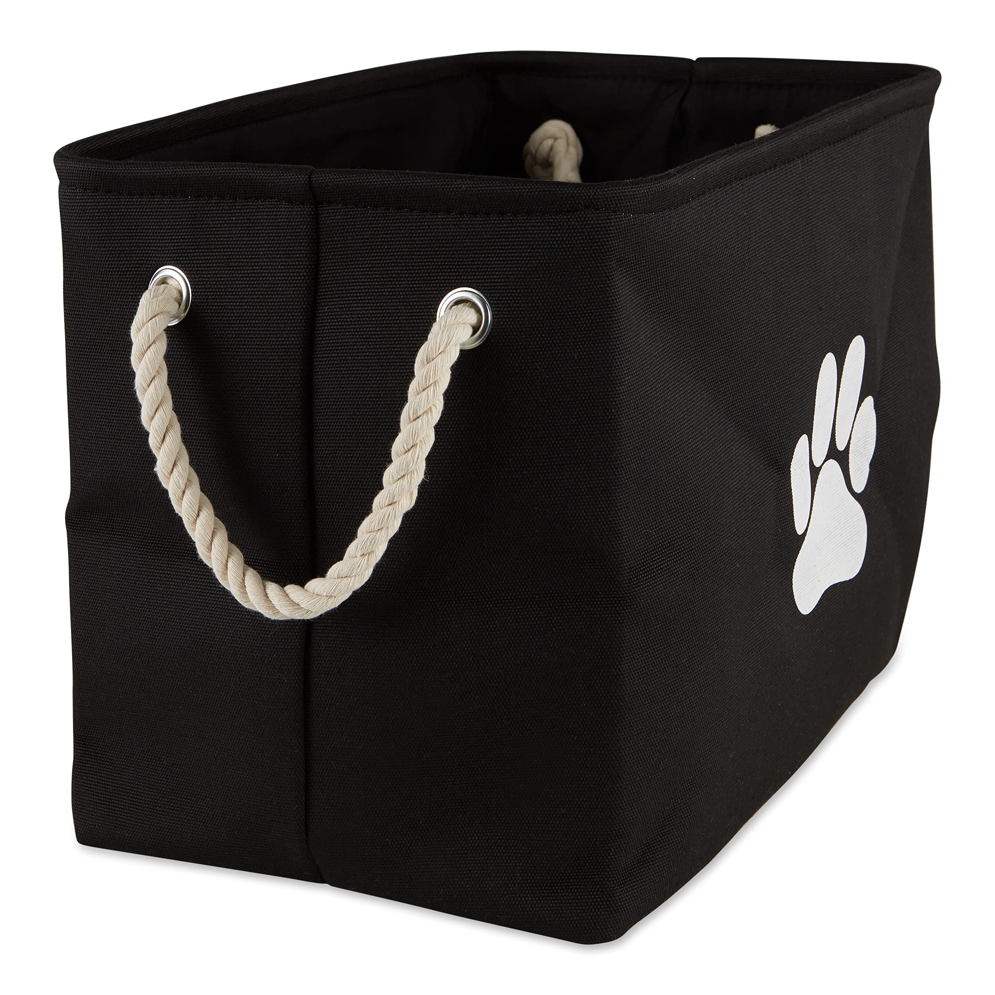 Bone Dry cesto rectangular plegable para mascotas, negro, ideal para juguetes y collares.