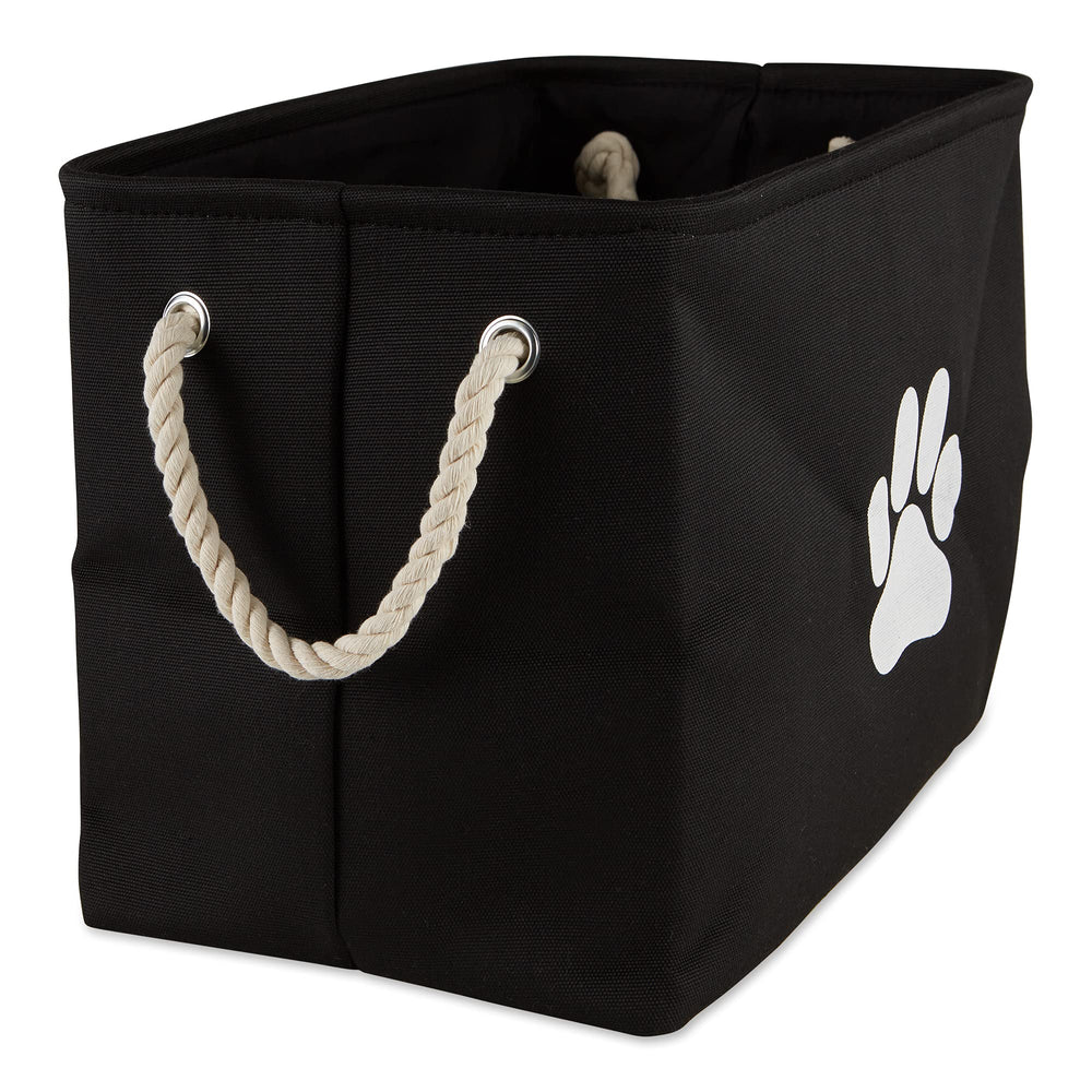 Bone Dry cesto rectangular plegable para mascotas, negro, ideal para juguetes y collares.