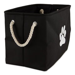 Bone Dry cesto rectangular plegable para mascotas, negro, ideal para juguetes y collares.