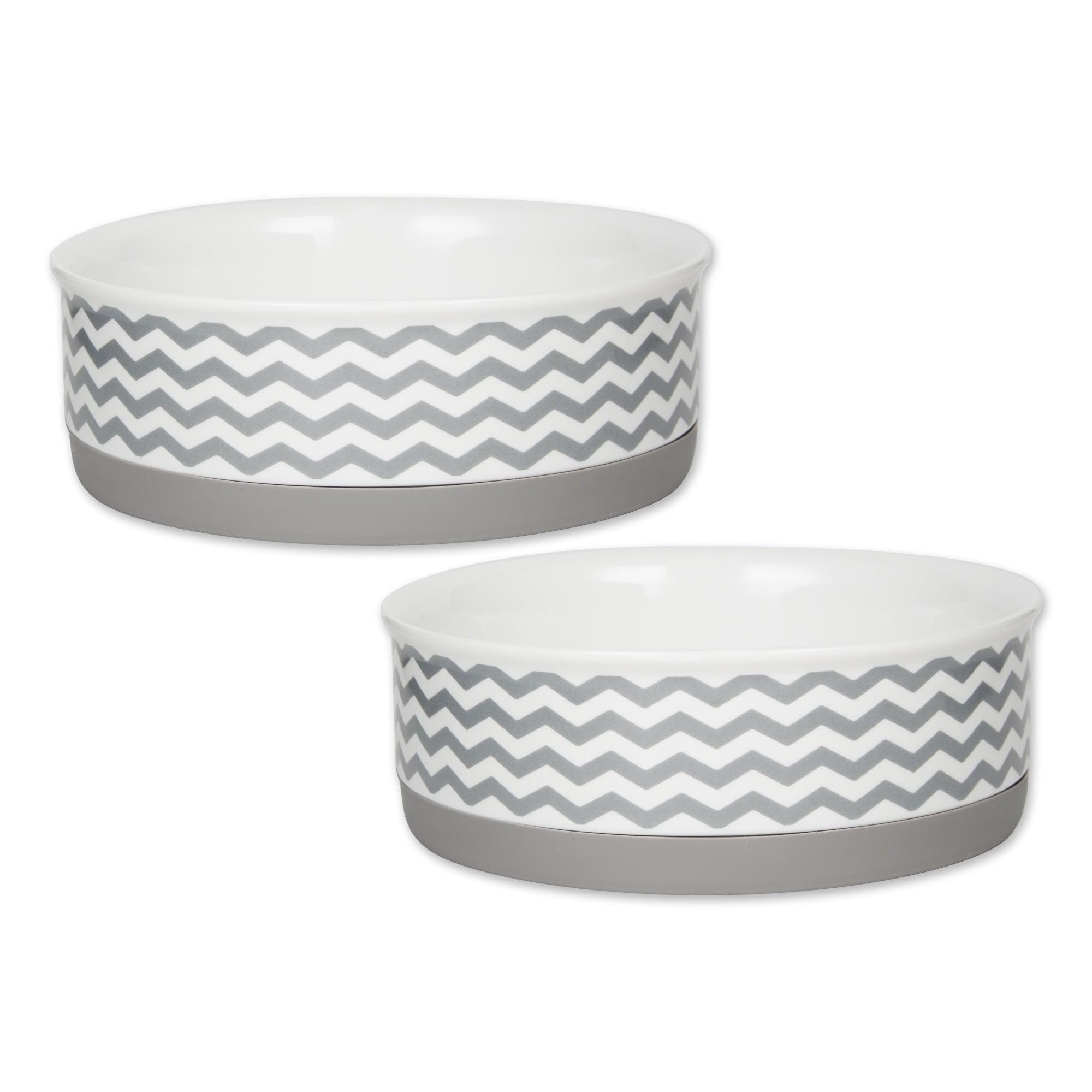 Bone Dry plato para mascotas de cerámica con diseño chevron gris, ideal para comidas diarias