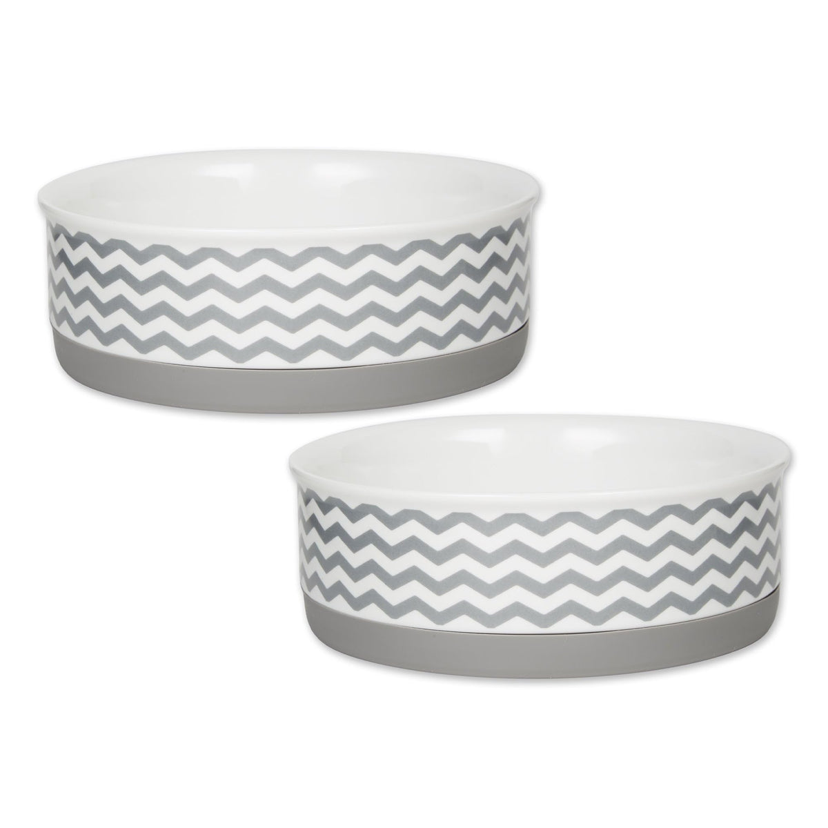 Bone Dry plato para mascotas de cerámica con diseño chevron gris, ideal para comidas diarias