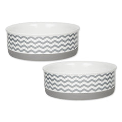 Bone Dry plato para mascotas de cerámica con diseño chevron gris, ideal para comidas diarias