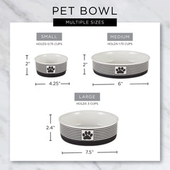 Bone Dry tazón para mascotas de cerámica chevron gris, antideslizante para evitar derrames