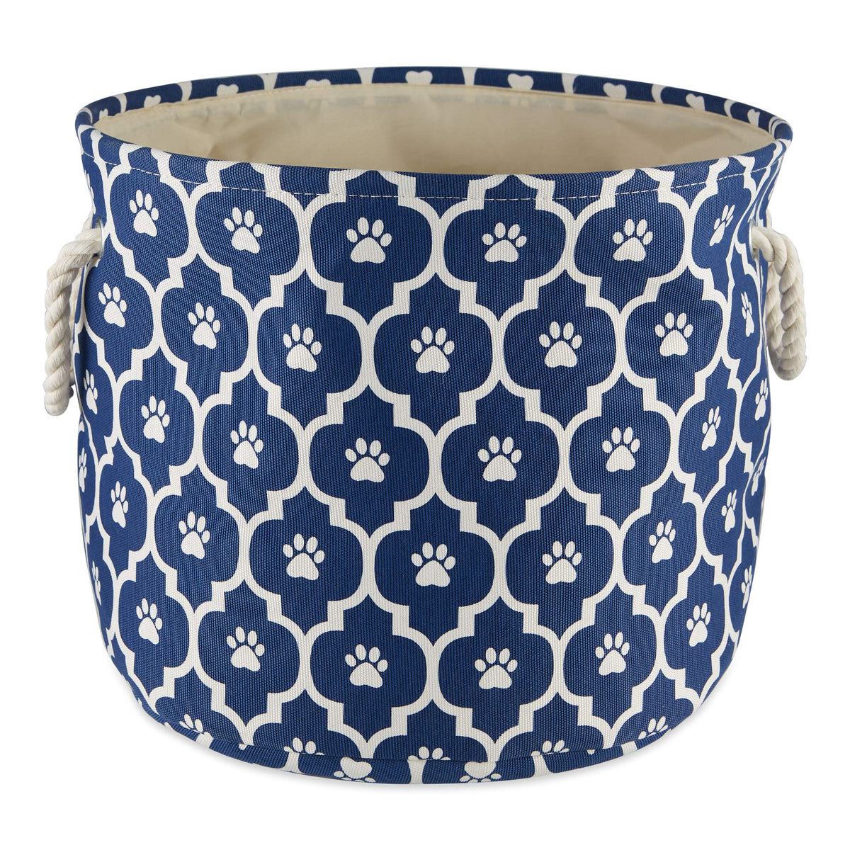 Bone Dry cesta pequeña redonda con trama de patitas, azul náutico, para juguetes